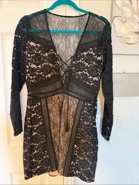 Express Black Lace Dress with Cream Lining